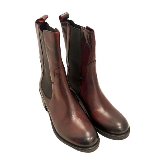 EMANUELE CRASTO Italy Leather Chelsea Boots, women’s shoes sz 10, 41 EU New wine - Picture 4 of 16
